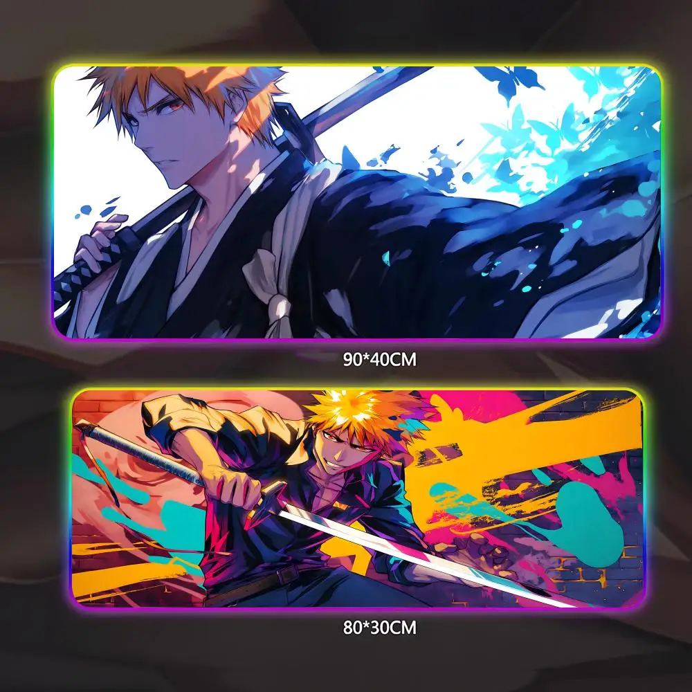 

Коврик для мыши в стиле аниме BLEACH, геймерский люминесцентный светодиодный коврик для мыши, игровой стол, RGB настольный коврик, клавиатура, коврик для мыши для ПК