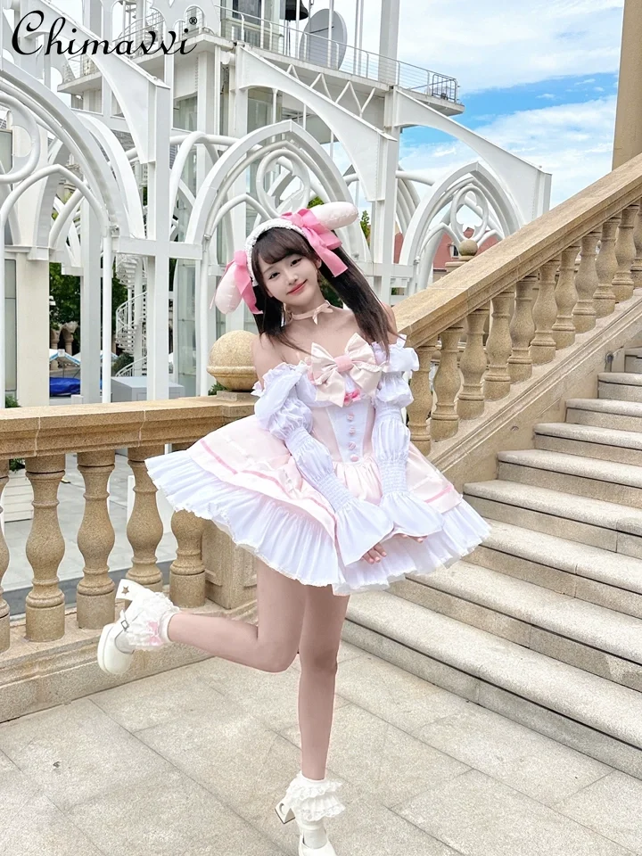 Robe de princesse Raabit pour filles, mignonne, douce, féerique, Sexy, sans bretelles, taille haute, élégante, robes bouffantes pour fête d'anniversaire pour femmes