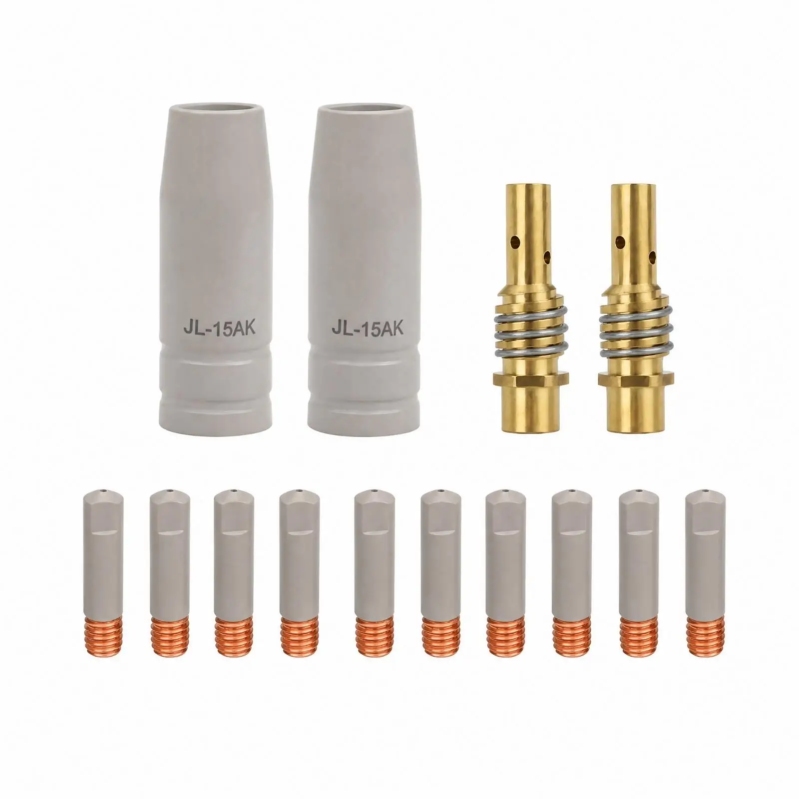 15AK Welding Torch Nozzle Replacement Copper Tip Insulator Connector 38mm Gold Color for MIG Service Accessories