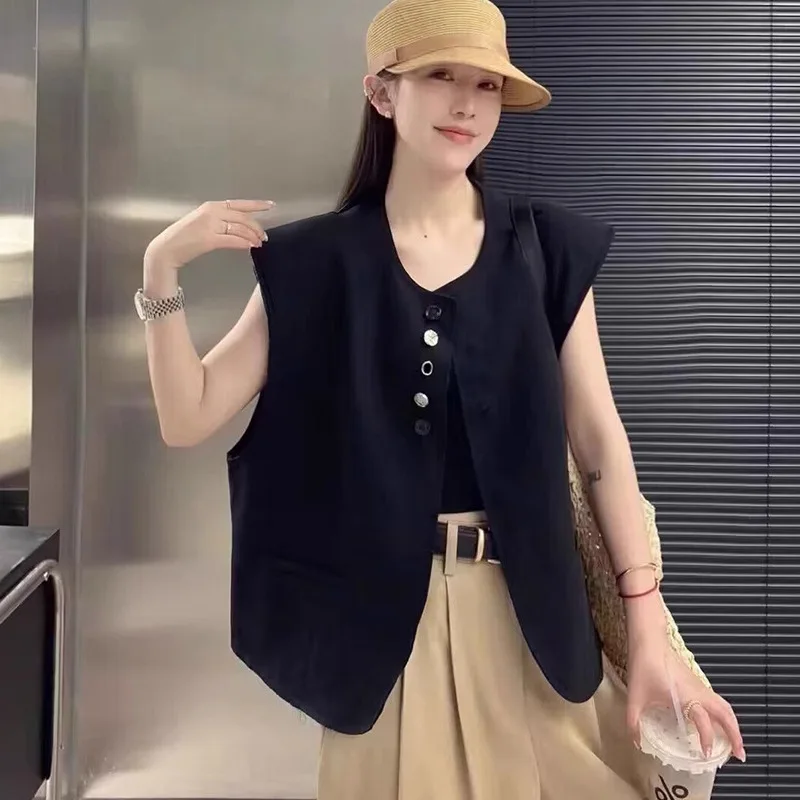 Fashionable Design Sense Sleeveless Slim Vest Women's New in Vests Summer Autumn New Versatile Waistcoat Jacket Top Female