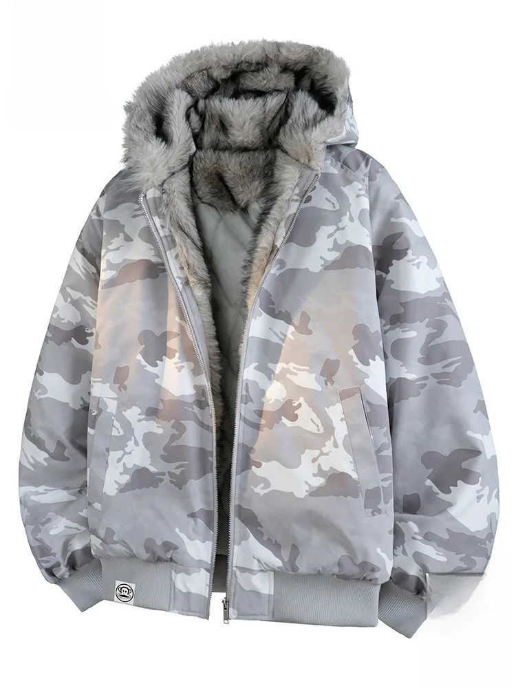 

Куртка Paul Frank с камуфляжным принтом и капюшоном, мужская утепленная повседневная куртка с меховым воротником, молодежная зимняя верхняя одежда из полиэфирного волокна