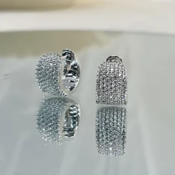 Neymar with full diamond stud earrings S925 silver plated earrings hip hop tide brand