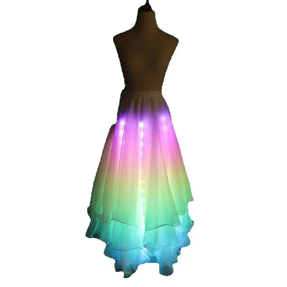 

LED Color Lights Women Belly Dance Split Skirt Sexy Professional Bellydance Training Clothes Dancing Costumes