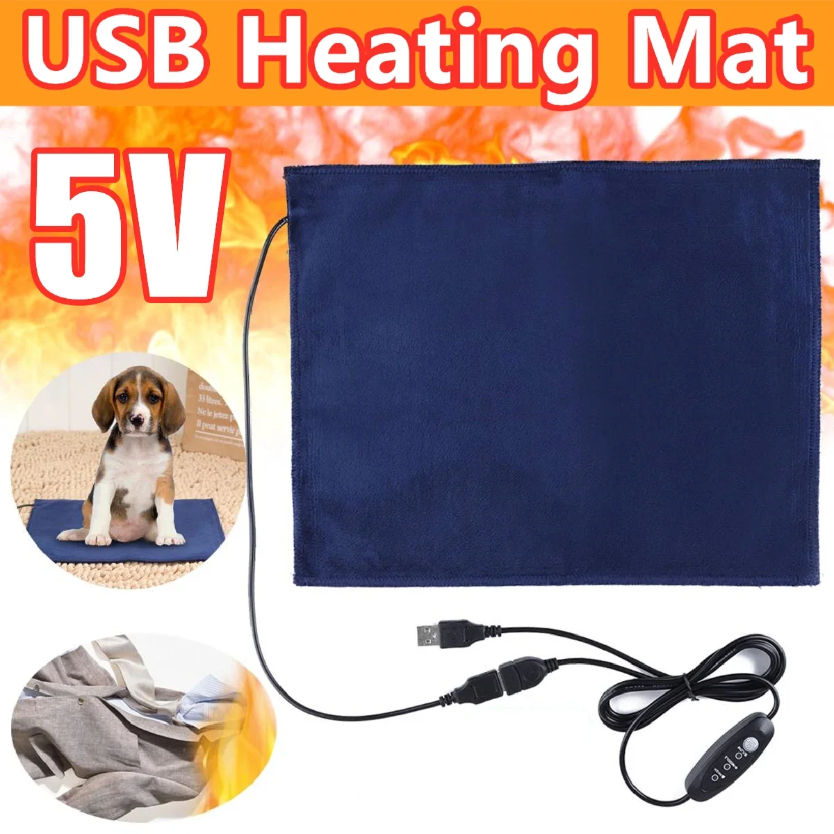 Heating Mat Pet Bed Pad 5V USB Electric Clothes Sheet Winter Plush Pads Warmer 3 Temperatures Carbon Fiber Cat Dog Mat