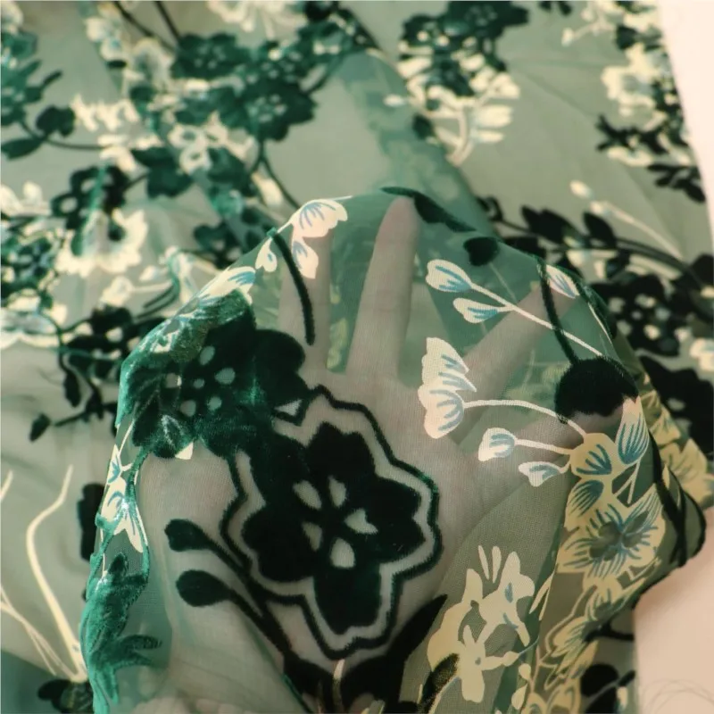 Woven brocade viscose printed mottled and burned velvet fabric sleeping dress cheongsam