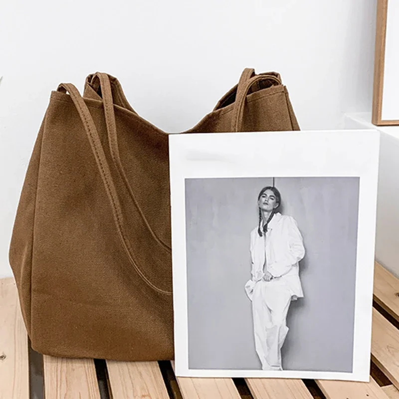 Lässige große Kapazität Canvas Shopper Totes hochwertige Öko wieder verwendbare Lebensmittel handtasche für Frauen reisen Umhängetaschen tägliche Tasche