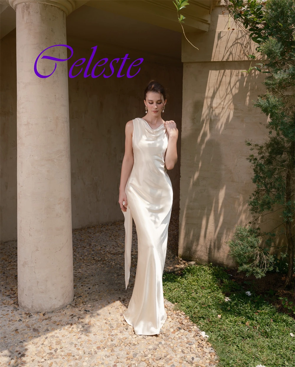 Robe de soirée en Satin pour femmes, personnalisée, Sexy, dos ouvert, sans manches, haute qualité, robes de bal, tempérament, robes de soirée blanches