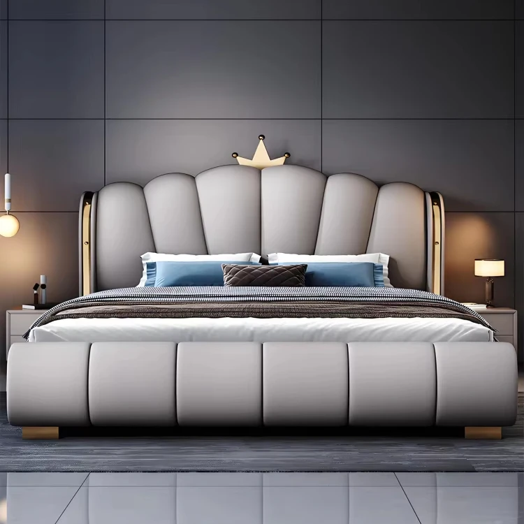 

*Luxury Soft Leather Double Bed Frame Modern Design Super-large Bed Frame Modern Style Luxury King Size Bedroom Furniture Set