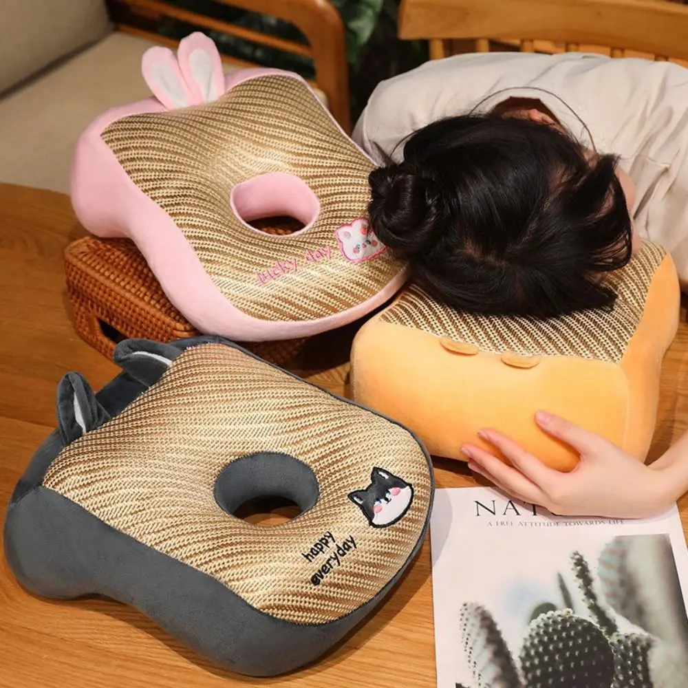 

Cool Mat Summer Nap Pillow Double-sided Hollow Breathable Office Pillow Hand Hold Cartoon Cute Animal Neck Pillow