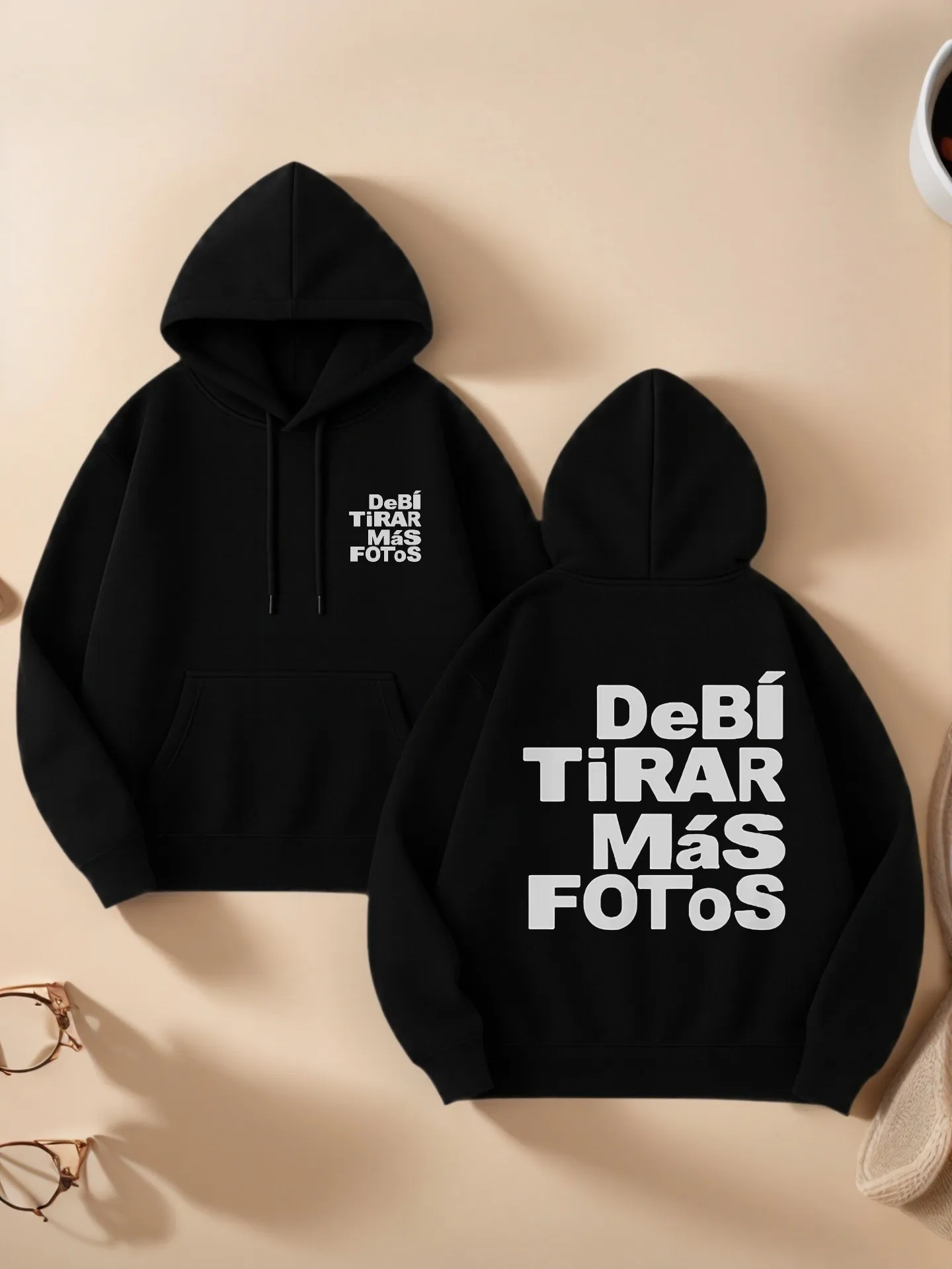 Essentiële hoodie, letterprint, streetwear-stijl, zachte stof, casual dagelijkse kleding, voor dames