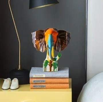 Abstract Living Room Decoration Accessories Modern Stained Dripping Paint Elephant Sculpture Statue