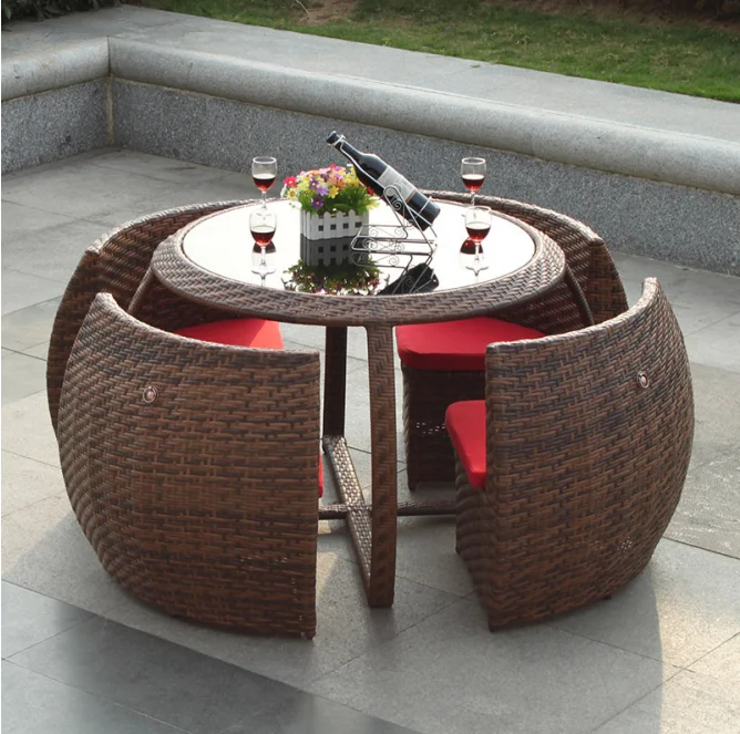 

New Design Round Shape Outdoor Wicker Dining Furniture Garden Table and Chairs
