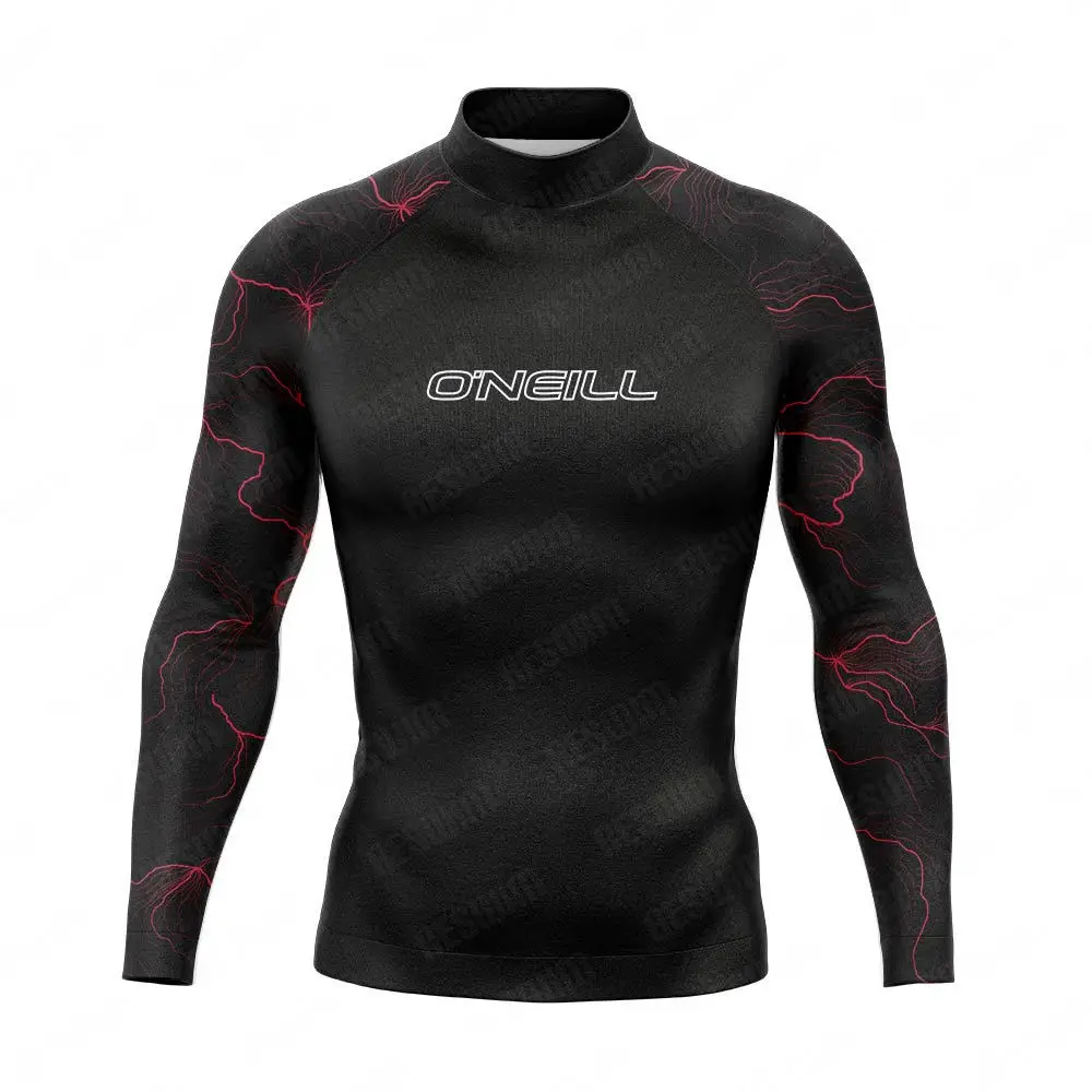 2025 Men's Long Sleeve Surfing Suit Rashguard Swimsuit Sun UV Protection T-Shirt Surf Diving Swimming Tight Rash Guards Swimwear