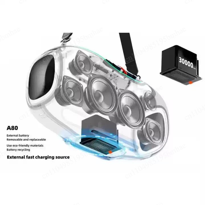 High Quality A80 Subwoofer - Portable RGB Speaker, IPX6 Waterproof, Mini Microphone and Rechargeable Battery
