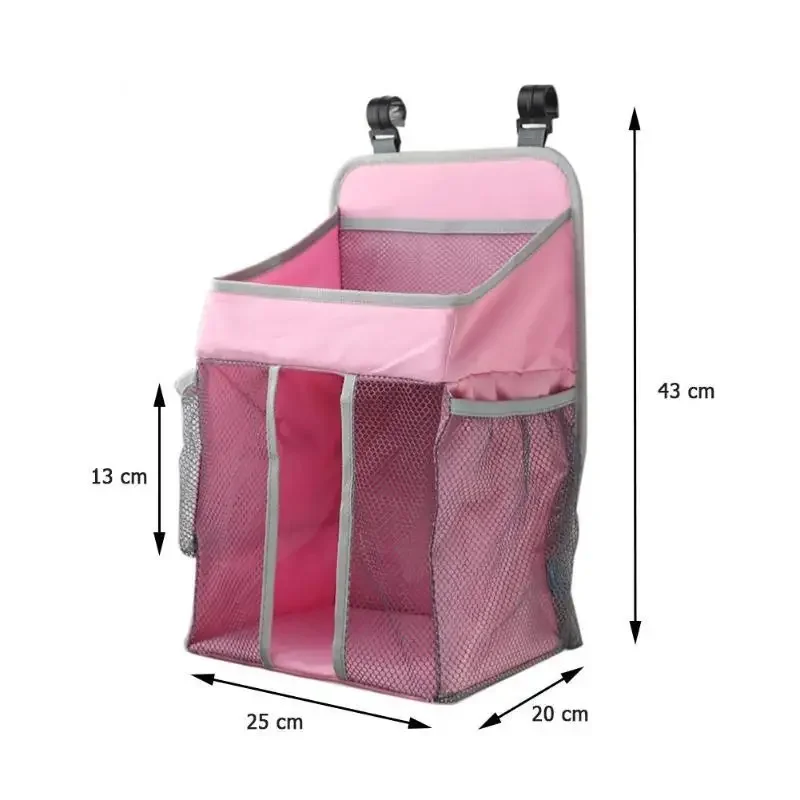 Bolsas colgantes para cuna de bebé, superventas, superficie suave, seguridad, transpirable, duradero, organizador de cabecera portátil, caja de bolsa de almacenamiento de juguetes para pañales