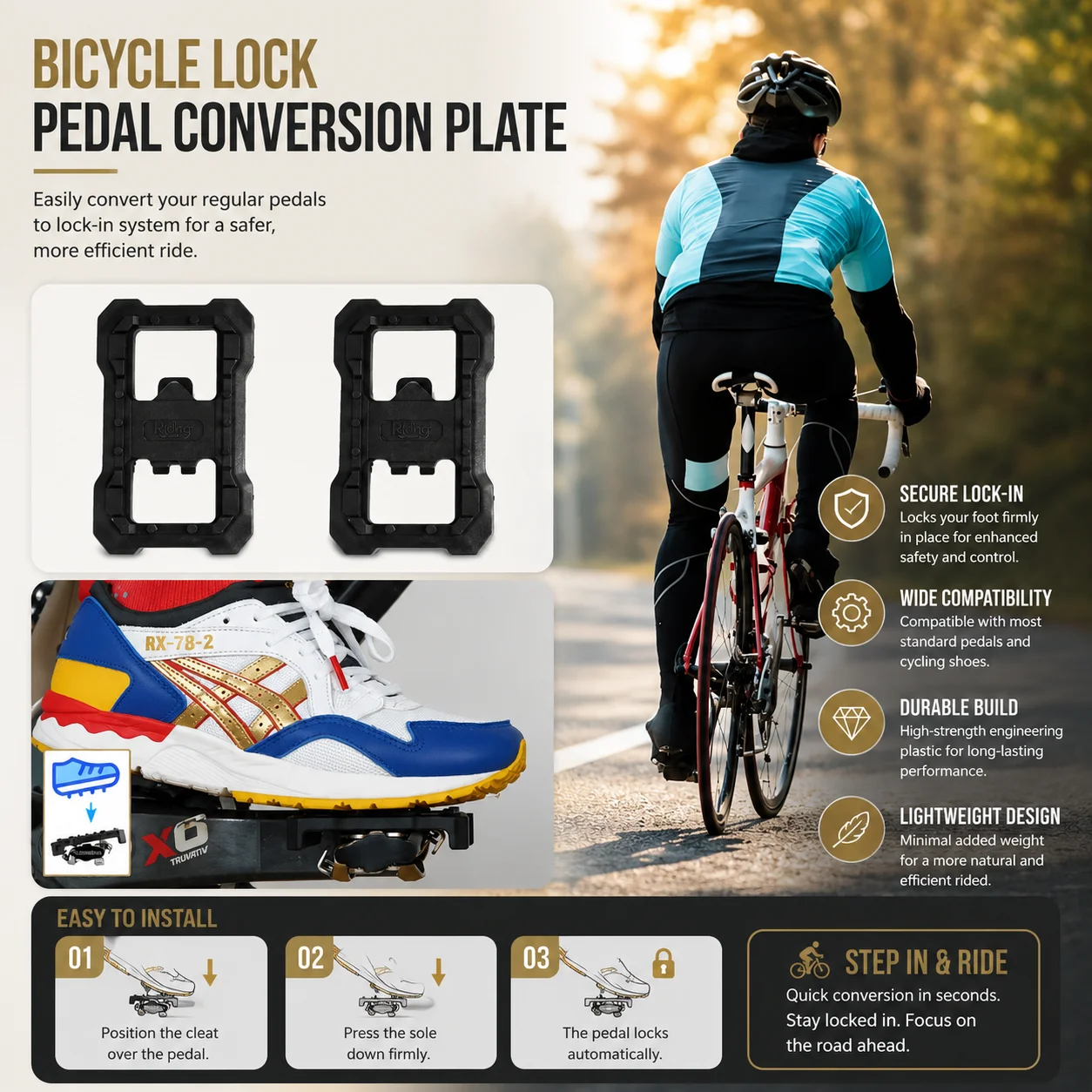 Bicycle Clipless Pedal Platform Lock Turn Flat Bike Pedals Adapter Clipless Platform Convert for Shimano SPD Bicycle Accessories