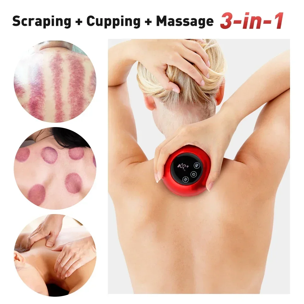 EMS Electric Cupping Massage Guasha Scraping Vacuum Suction Cups Anti Cellulite Vacuum Cans Suction Heating Fat Burner Slimming