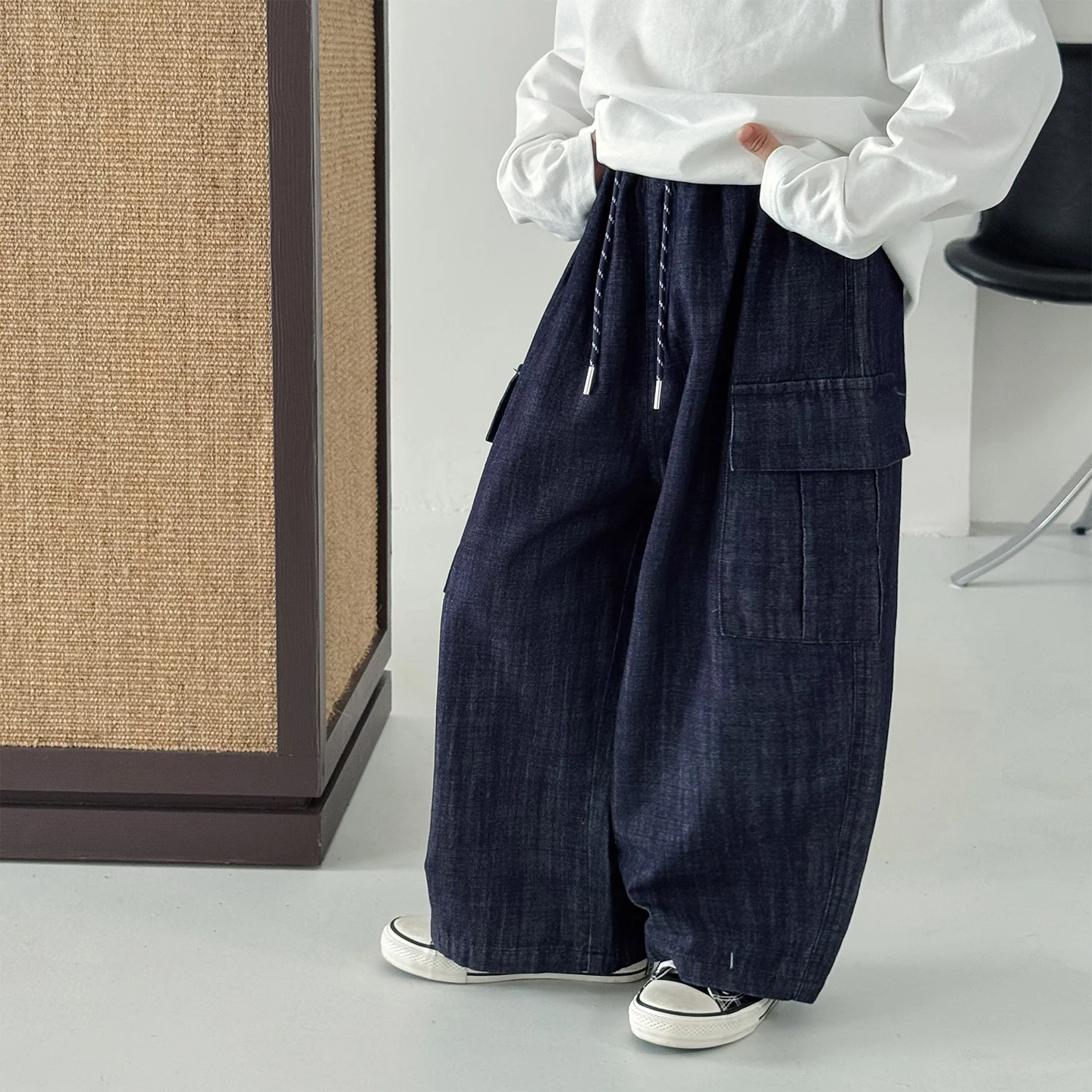 New Hip Hop Trend Baggy Denim Pants for Boys Japanese Streetwear Style Plus Size Joggers Washed Denim Loose Fit Trousers 2-13Y