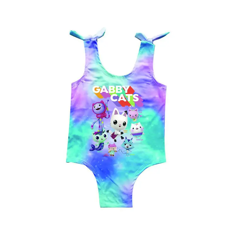 

Summer Gabbys Dollhouse Swimsuit For Girl Gabby Doll House Kid Sling Carooon Print Ruffles Bikini Swimsuit