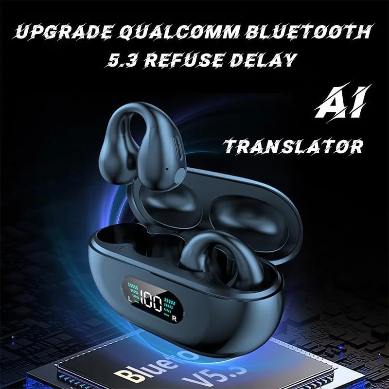 Real Time Language Translator Earbuds Open Ear AI Translation Earbuds BT5.3 Translation Pods Translator Earbuds for Android iOS