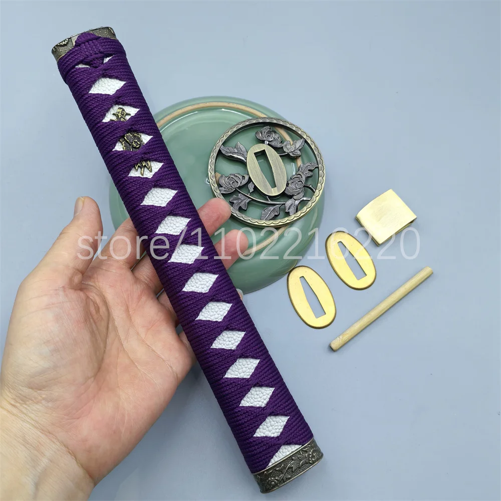 Very Nice Japan Sword Parts 26cm Tsuka Handle Alloy Tsuba Handguard Guard Brass Habaki Seppa For Japanese Samurai Katana Fitting