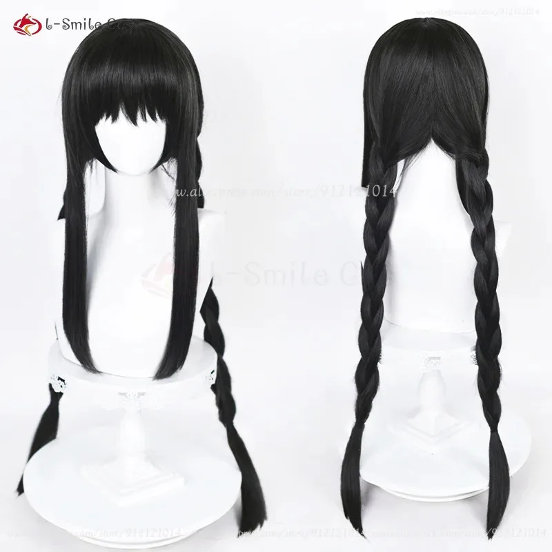 

qq38Аниме Akemi Homura Косплей 90 см Длинные Черные Витые Косы Хэллоуин Женские Парики Для Вечеринок + Кепка Для Парика