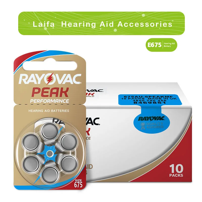 Rayovac peak 60 pcs zink luft 1,45 v batterie 675a a675 pr44 für bte ric hörgerät schall verstärker versand kostenfrei drops hipping