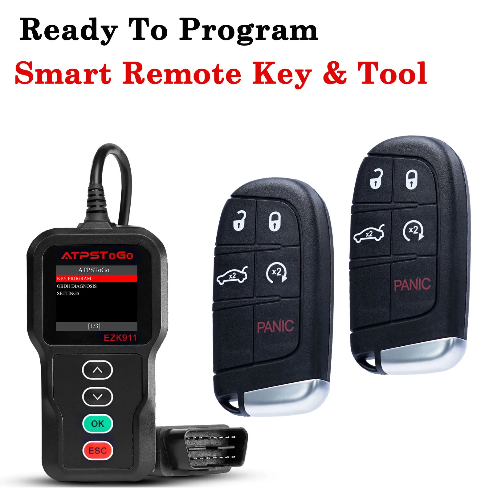 Replacement Remote Key fob and Programmer tool For 2011-2015 Dodge Charger Journey Chrysler 300 M3N-40821302 programming key fob