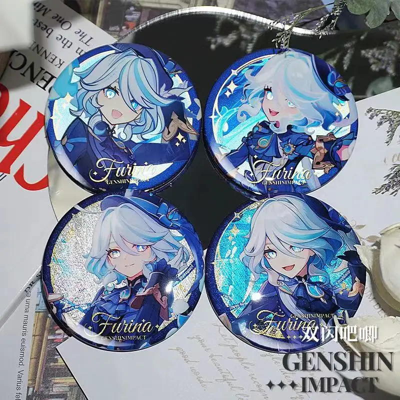 New Shining Genshin Impact Furina Xiao Raiden Shogun Scaramouche Pins Cosplay Anime Tinplate Badges Students Friends Gifts