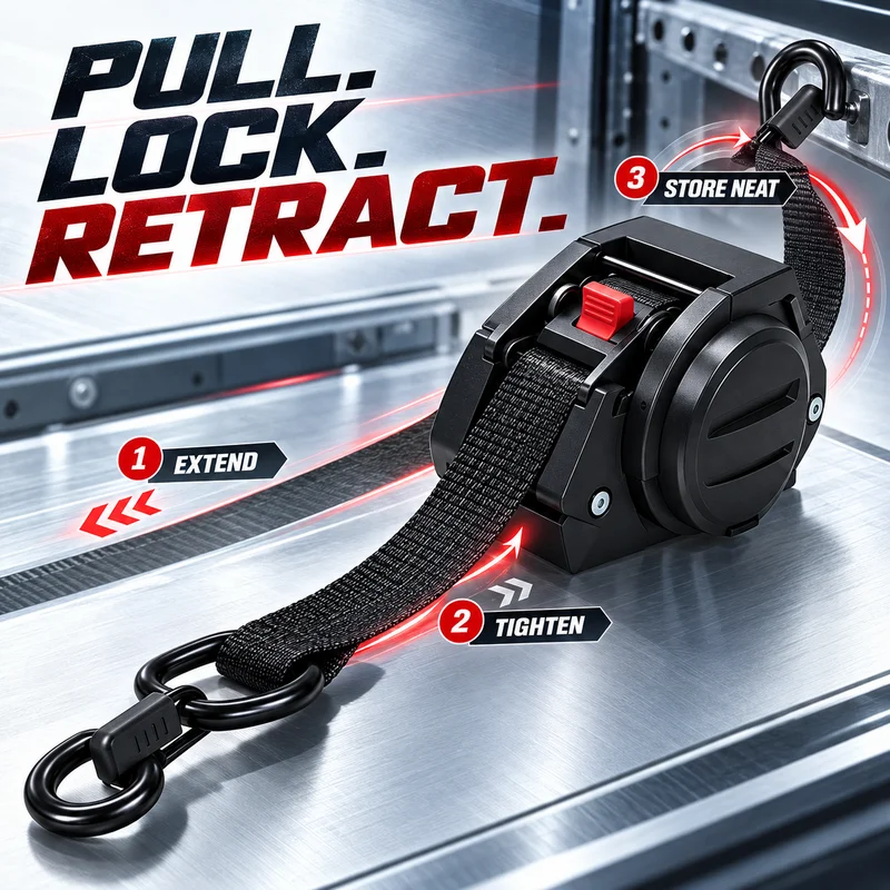 Auto Retractable Ratchet Tie Down Strap with Coated S Hooks 2m 3.5m Cargo Lashing Belt for Trailer Kayak ATV Motorcycle