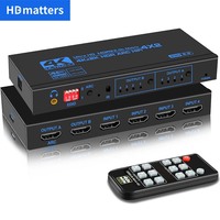 HDMI Matrix 4X2 with Audio 4K 60Hz HDMI 4 in 2 out Matrix Switch splitter HDCP 2.2 EDID Audio for PS4 Xbox DVD HDTV amplifier