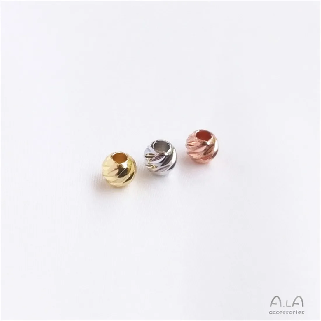 Perles de fleurs à coupe ronde, bijoux à ficelle DIY, perles séparées en vrac, accessoires, or blanc or Rose, coupe horizontale, paquet 18 carats