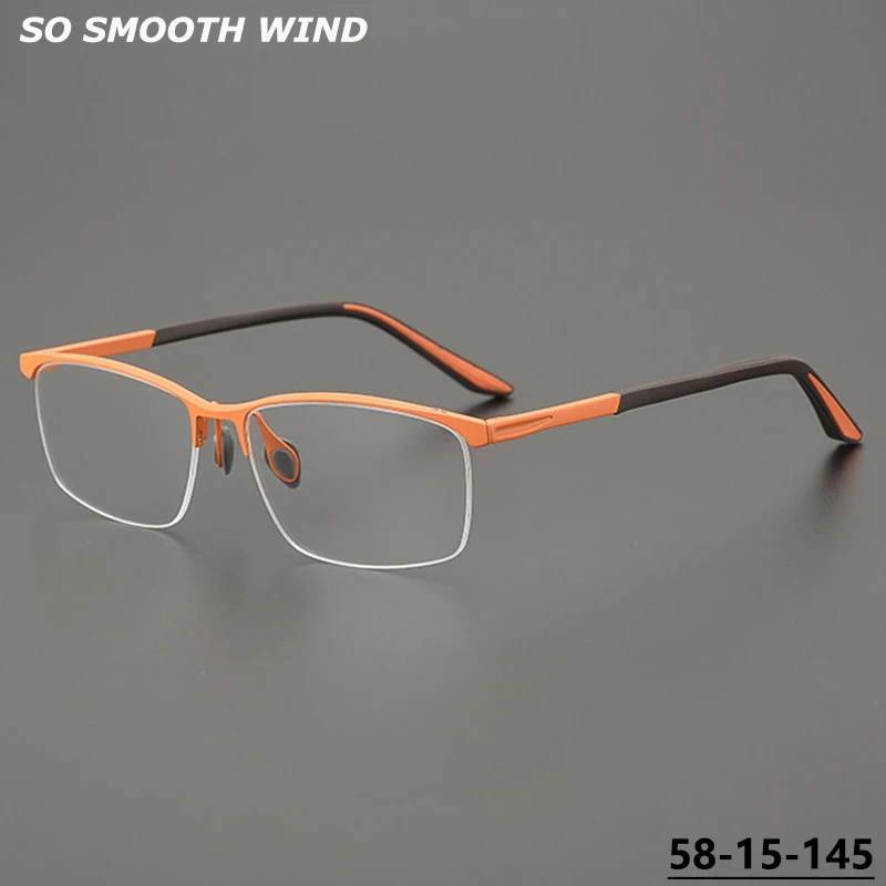Germany Square Half-frame Simple Glasses Frame Advanced Design Ultralight Titanium Eyeglasses Tortoise Men Women Feature Eyewear