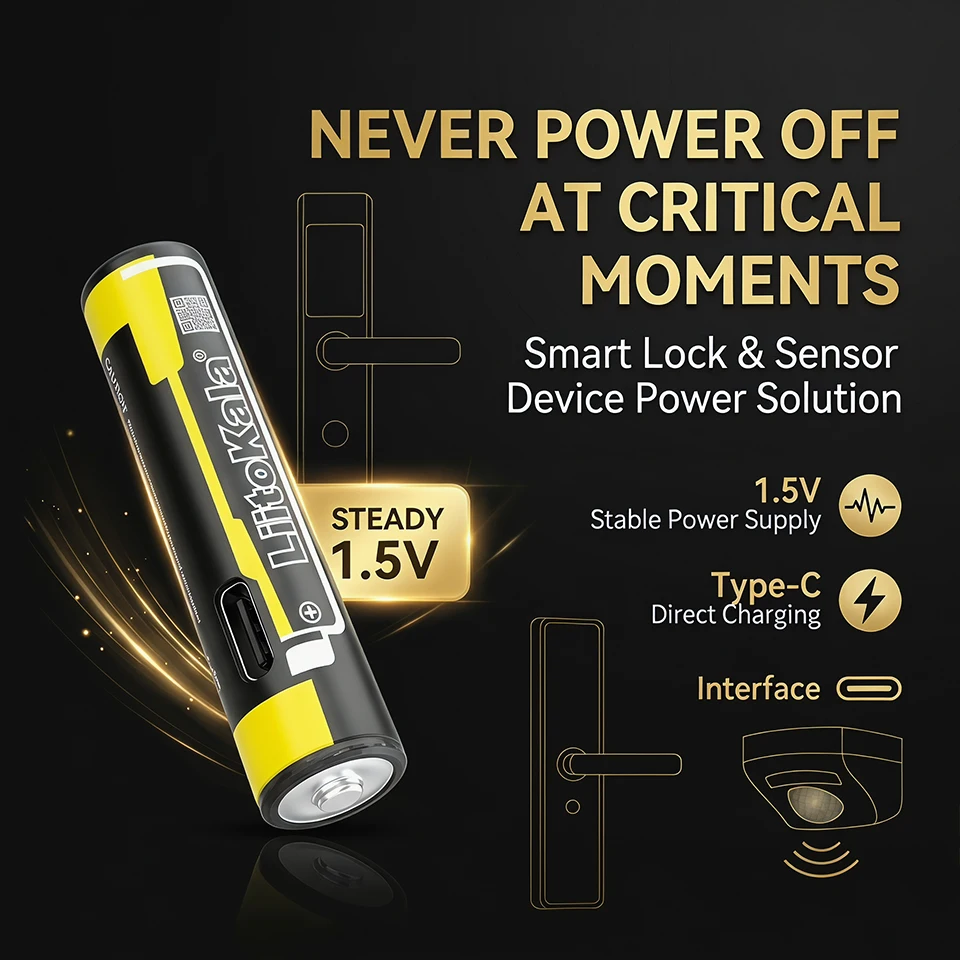 LiitoKala USB-T12 1.5V AAA Lithium Battery USB Rechargeable 1200mWh High Capacity, Over-Charge/Over-Discharge/Short-Circuit Prot