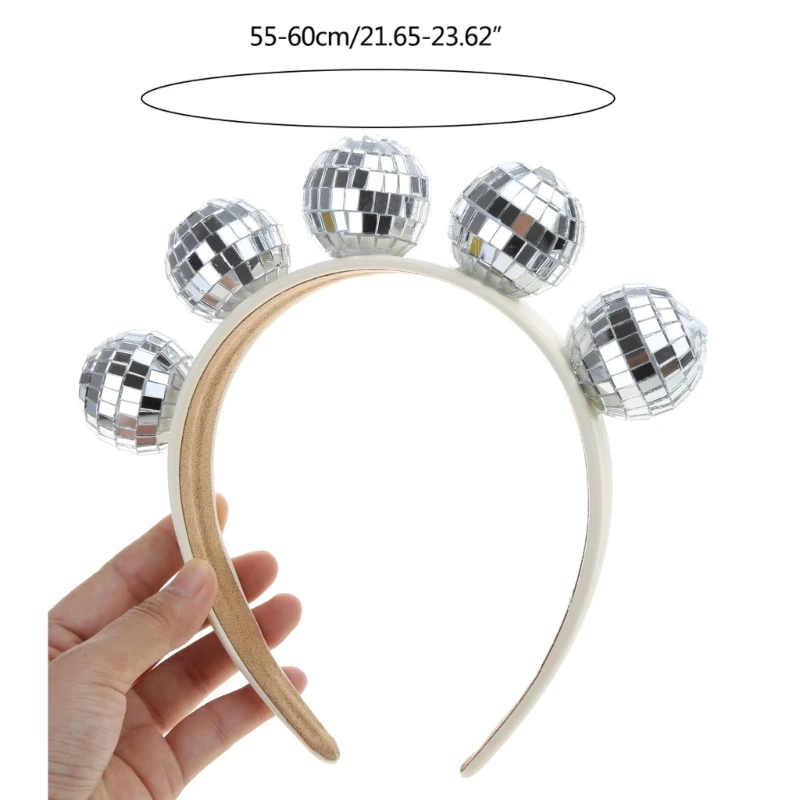 Disco-Ball Party Headband Novelty Carnival Hairhoop Sequin Headdress for Women Girls Bridal Shower Festival Accessories