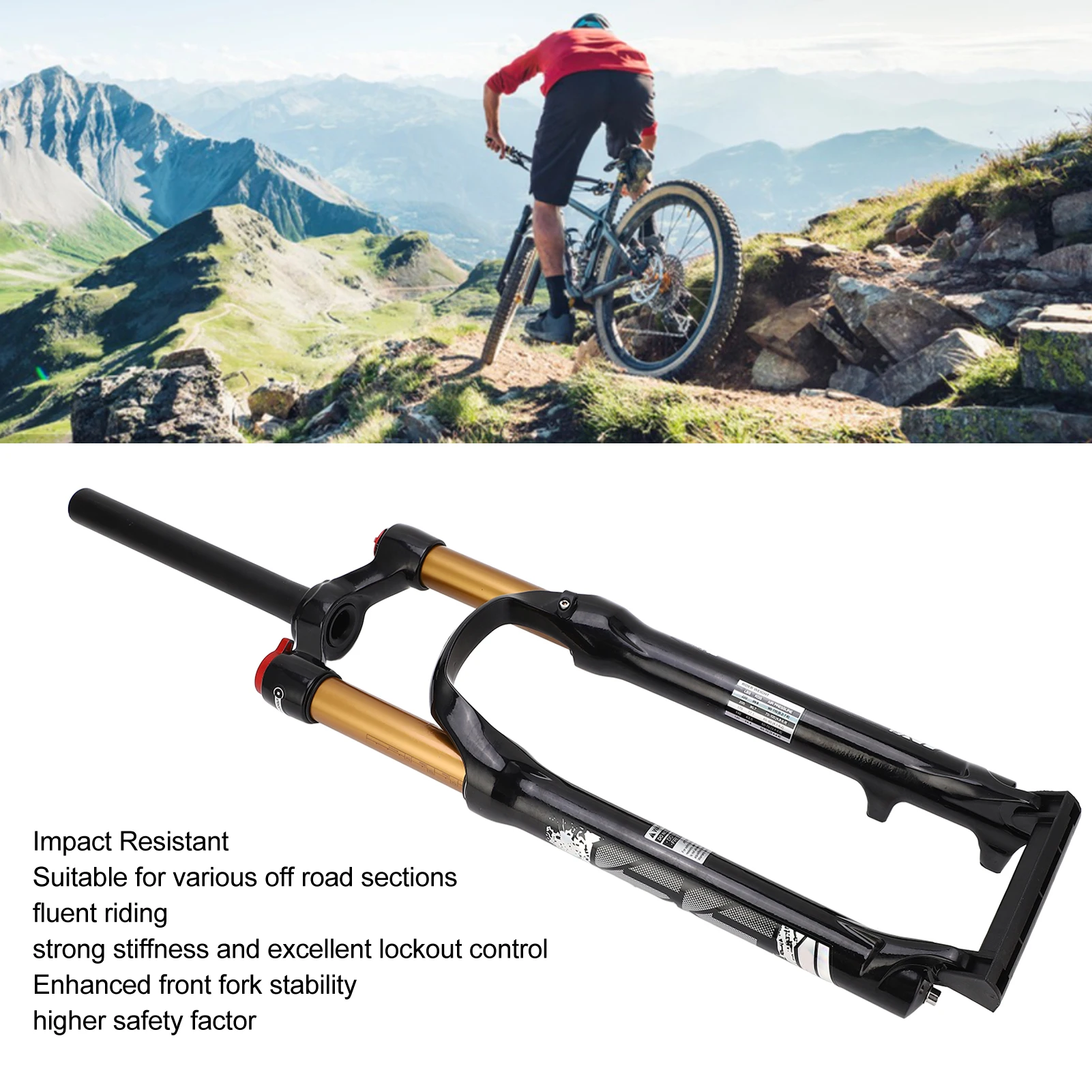 

Амортизационная вилка для горного велосипеда, прямой руль, вынос оси 100 мм, 26 дюймов, воздушная, амортизирующая, для бездорожья