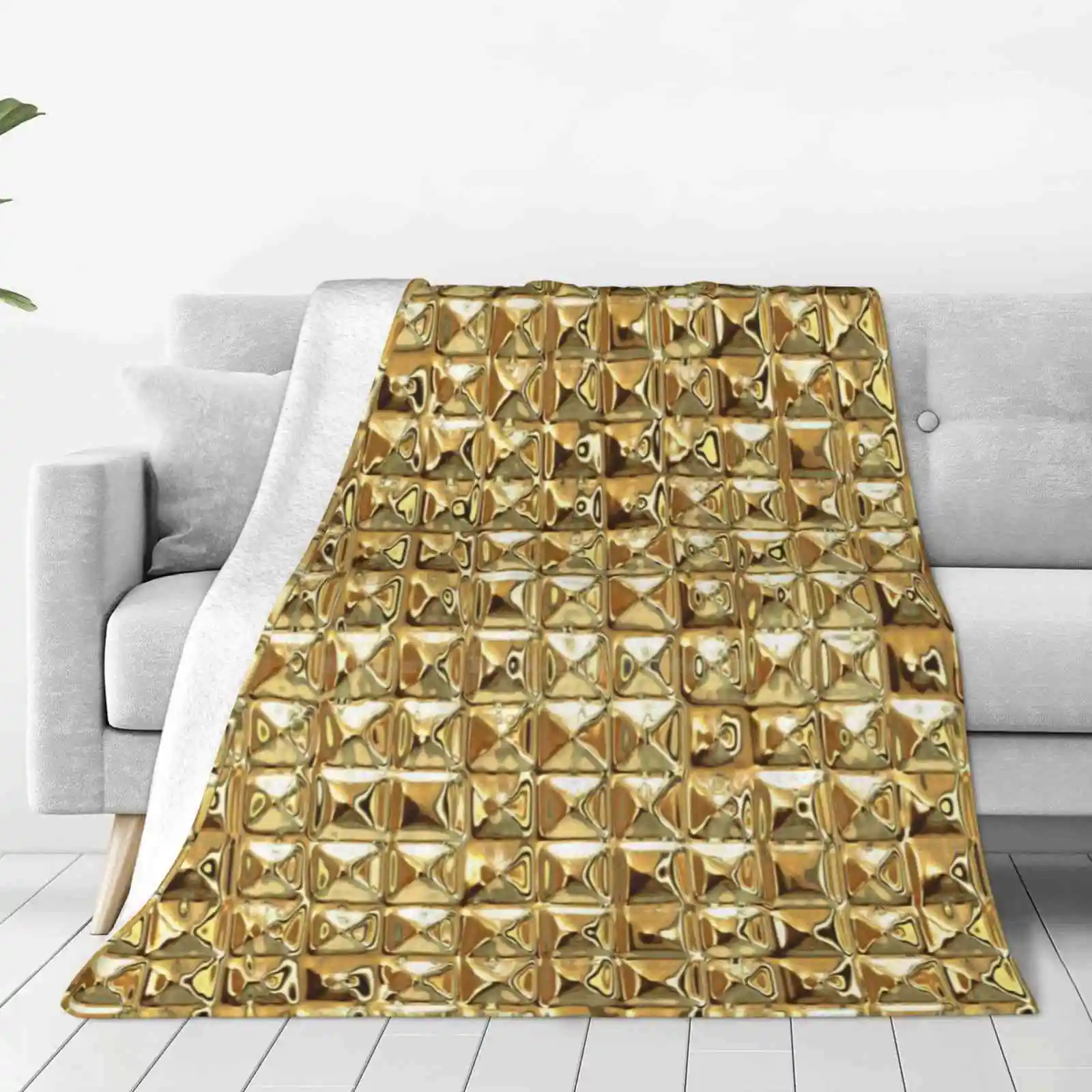 Gold Hot Sale Printing High Qiality Warm Flannel Blanket Abstract Background Bright Dazzling Decorative Diamonds Elegant