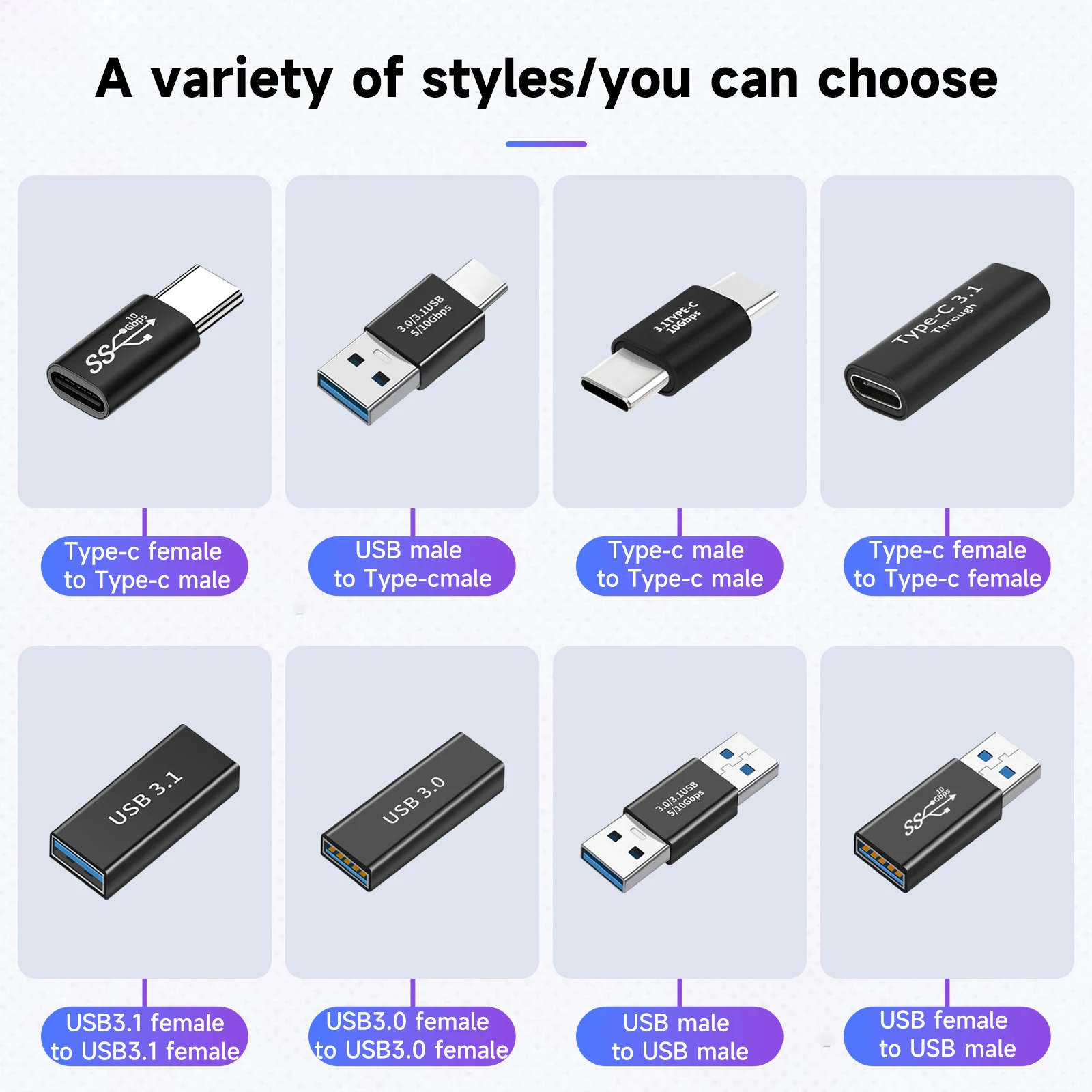 8 قطعة العالمي USB 3.0 OTG نوع C محول USB C ذكر إلى USB-A ذكر أنثى محول للهواتف الذكية أندرويد هاتف لوحي