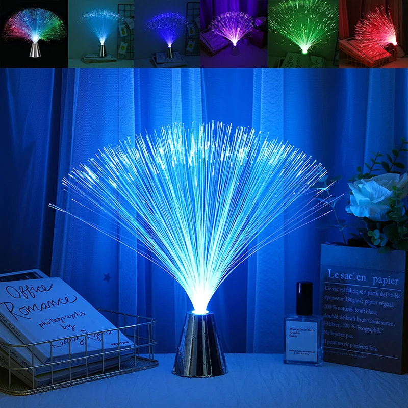 Lâmpada de fibra óptica led multicolor estrela céu luz para o feriado casamento peça central fibra óptica led iluminação noturna decoração lâmpada