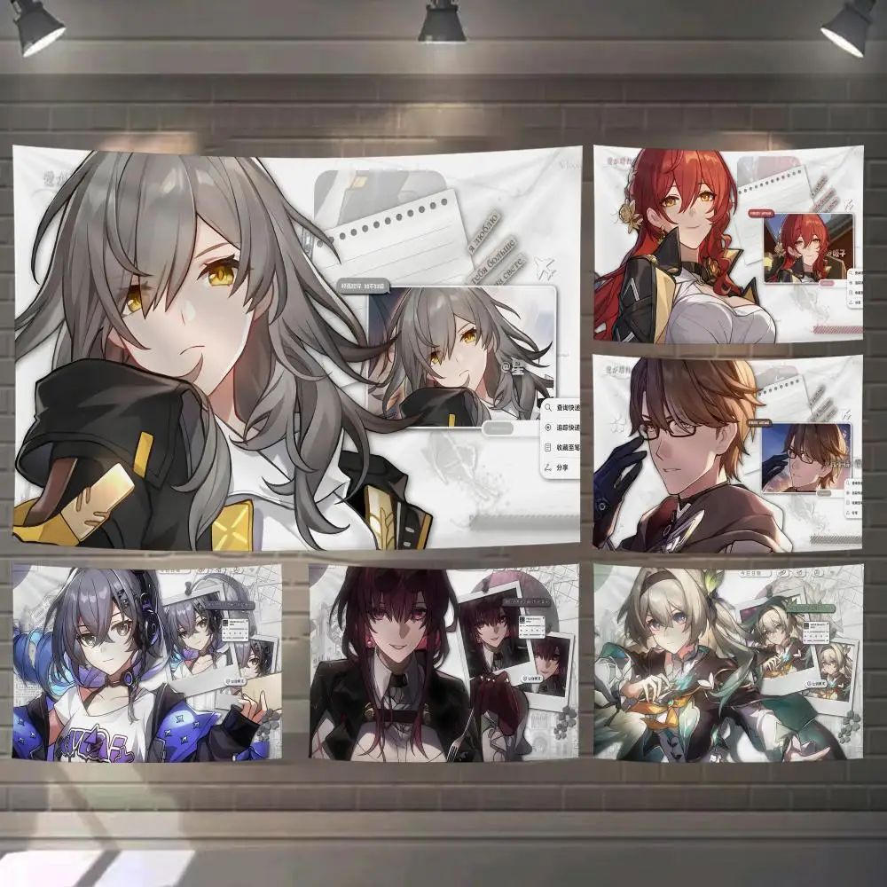 Honkai Star Rail Tapestry Custom Living Bedroom Party Dormitory Interior Wall Bohemian Decoration Attached Clip