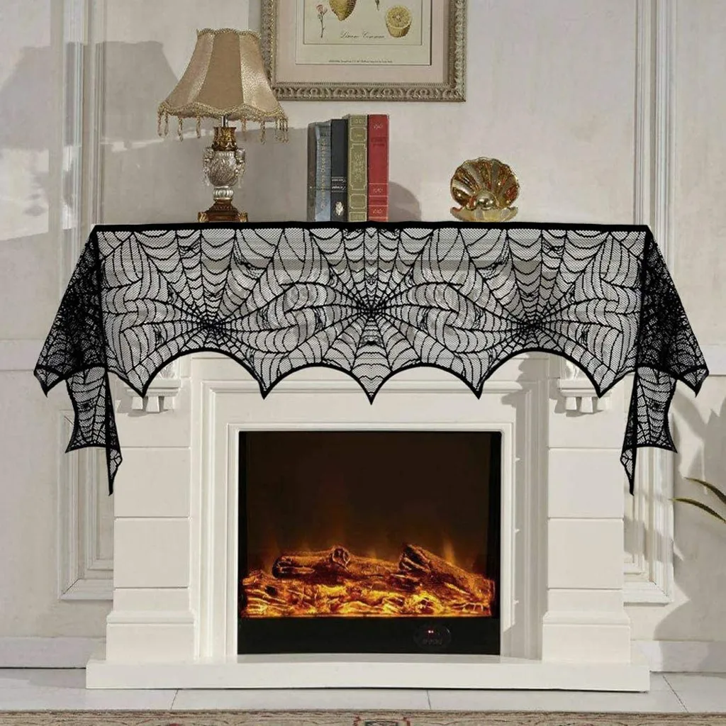 

Halloween Tablecloth Bat Spider Web Black Lace Tablecloth Cloth Family Table Decoration Halloween Party Decoration 2025