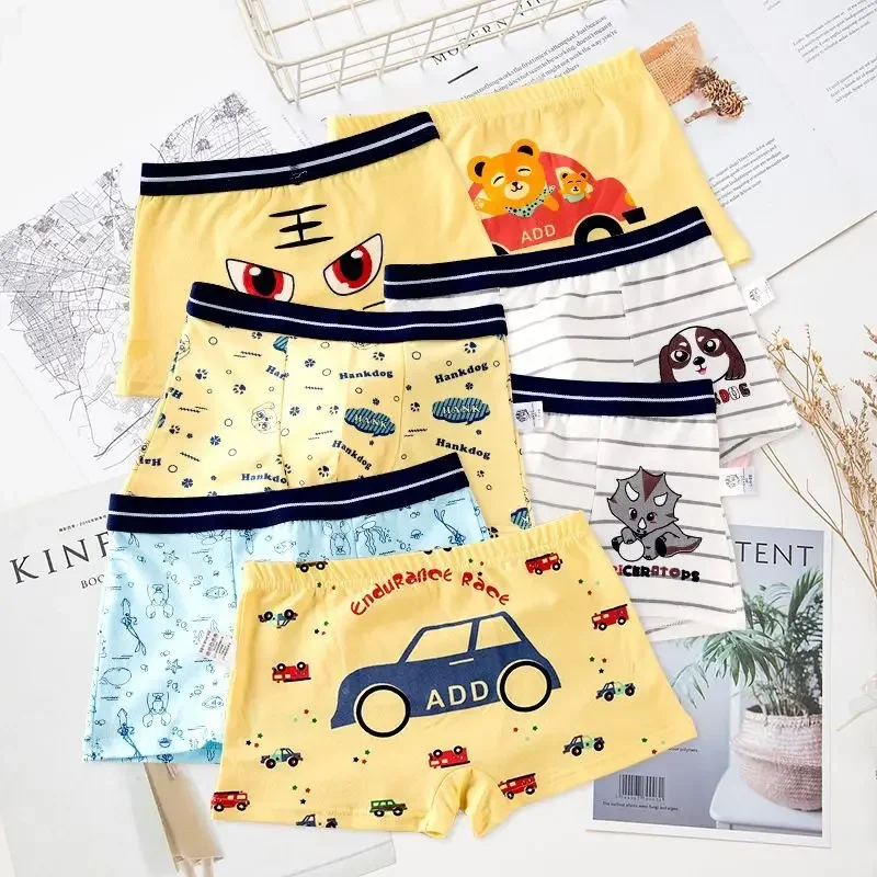 

12Pcs/Lot Cotton Underwear For Boys Cute Cartoon Baby Boxer Children Underpants Shorts 2-10Y