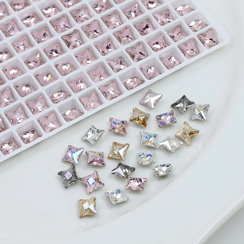 Dart Shape 6x6mm K9 Crsytal Applique For Nail Art Decoration k9 Crystal Rhinestone Pointback Stone Effect Color Beads For Bags