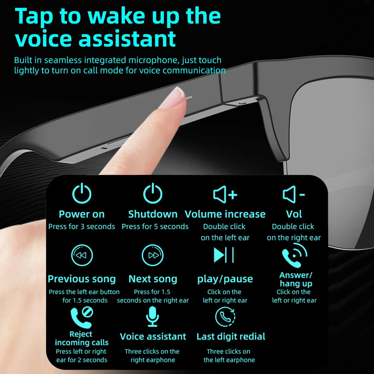 2025 New Hot Sale AI Assistant Smart Glasses 360° HD Sound Smart Touch Control Phone Answer Call Anti-UV Lenses IP4 for Xiaomi - Image 2