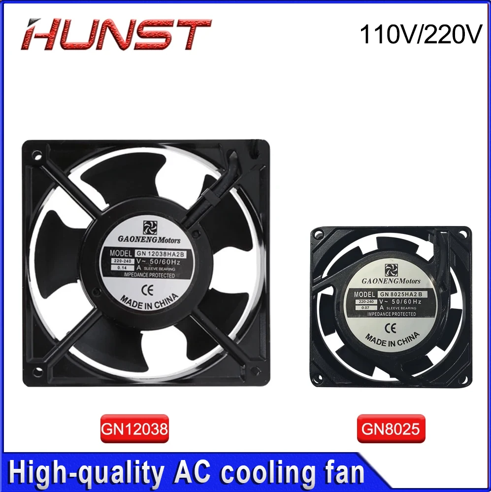 Hunst عالية الجودة مروحة التبريد إطار معدني من الألومنيوم GN12038HA 120*120*38 مللي متر GN8025HA 80*80*25 مللي متر 110/220 فولت التيار المتناوب 0.14/0.07A #2