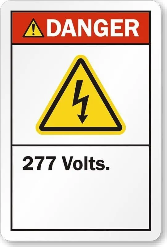277 Volts Danger Warning  Metal Tin Sign – Clear ; Bold, Easy-to-Read, Suitable for Indoor Outdoor Use-aluminum