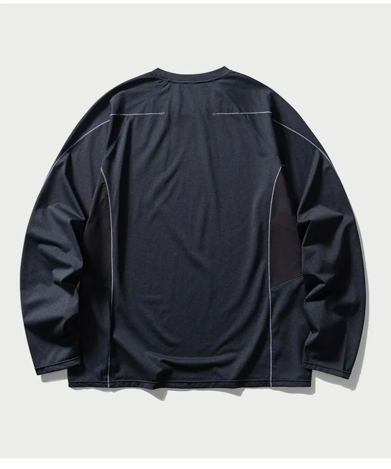 Unisex Contrast Stitch Long Sleeve Quick-Dry T-Shirt – Loose Functional Outdoor Top for Hiking & Camping