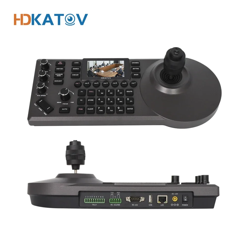 PTZ Camera Keyboard Controller 4D Joystick PoE IP PTZ Controller With LCD Screen for Meeting Church Live Streaming Education