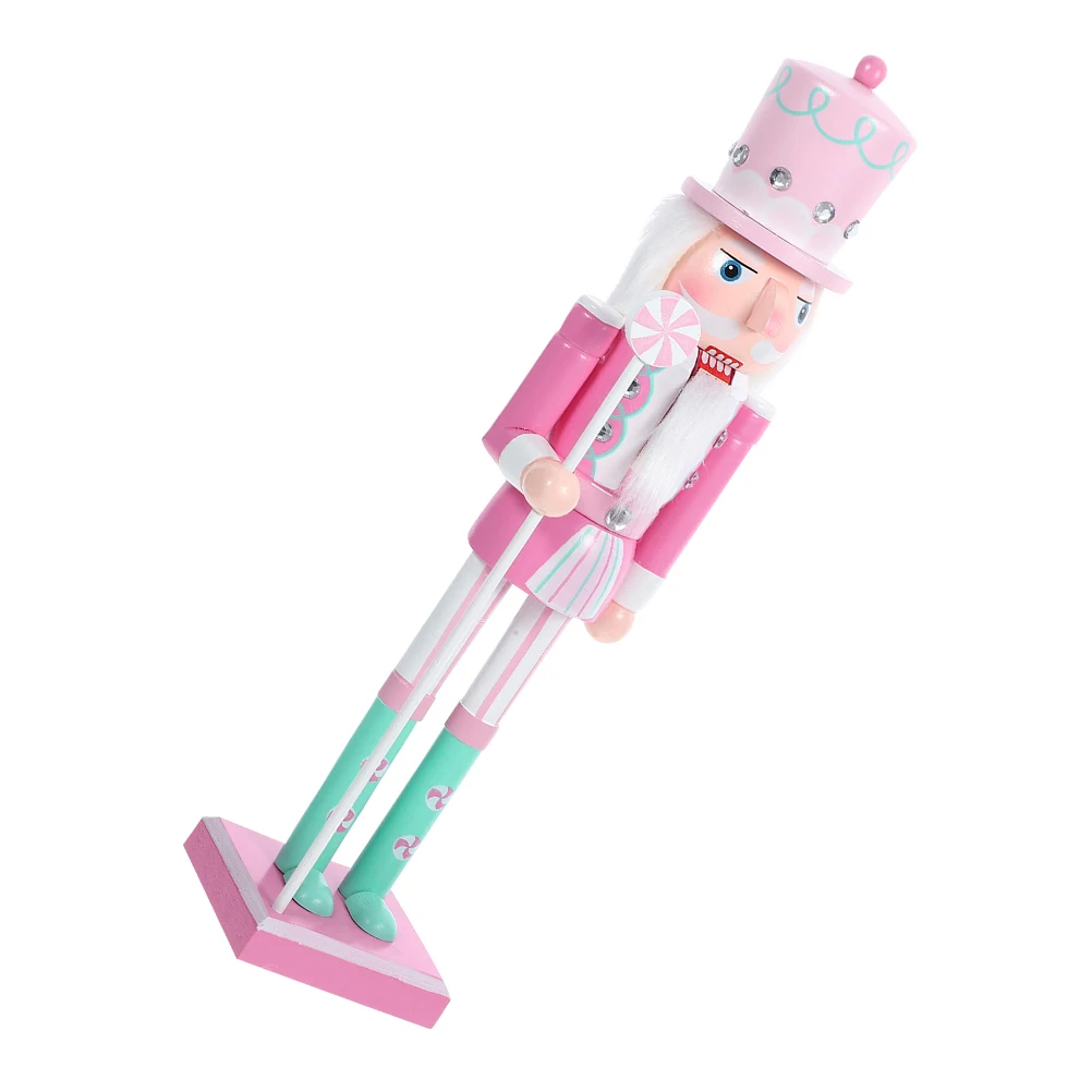 

Wooden Nutcracker Soldier Craft Ornament Macaron Colors Exquisite Carving Desktop Decoration Holiday Party Home Supply Festive