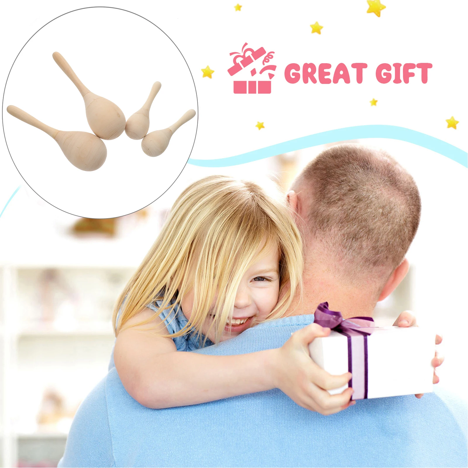 12 قطعة مطرقة الرمل التلوين لعبة Maracas للأطفال الخشب للأطفال الصغار الآلات الموسيقية غير المكتملة الحرف قرع الطلاء